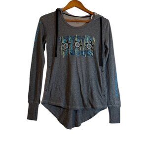 NWT Crazy Shirts Gray Hoodie Pullover Women XS Side Pockets Hawaii Tribal Turtle